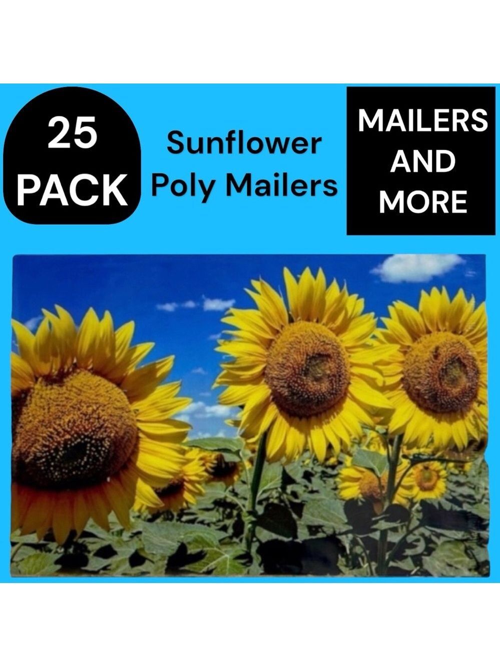 25 10X13 Poly Mailers Sunflower, Shipping Envelopes PRICE IS FIRM Fall - Picture 3 of 12